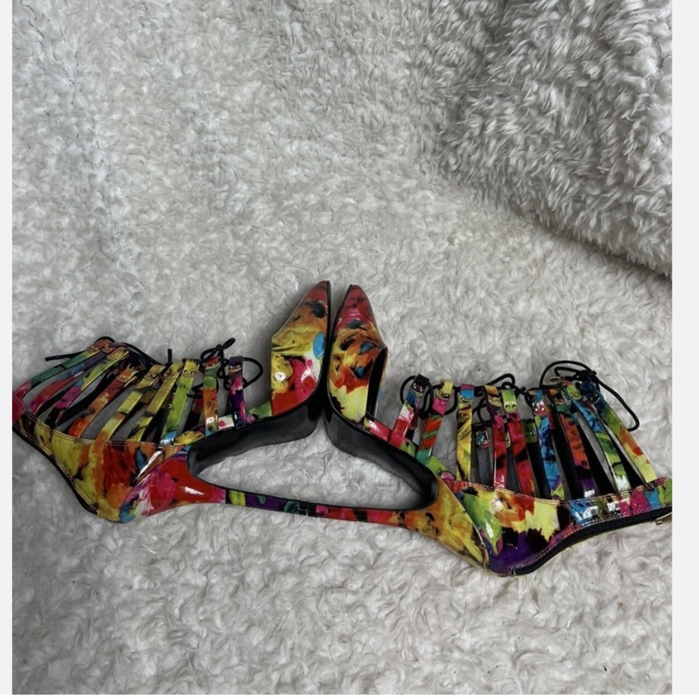 Steve Madden floral colorful Heeled Boots - Picture 5 of 6